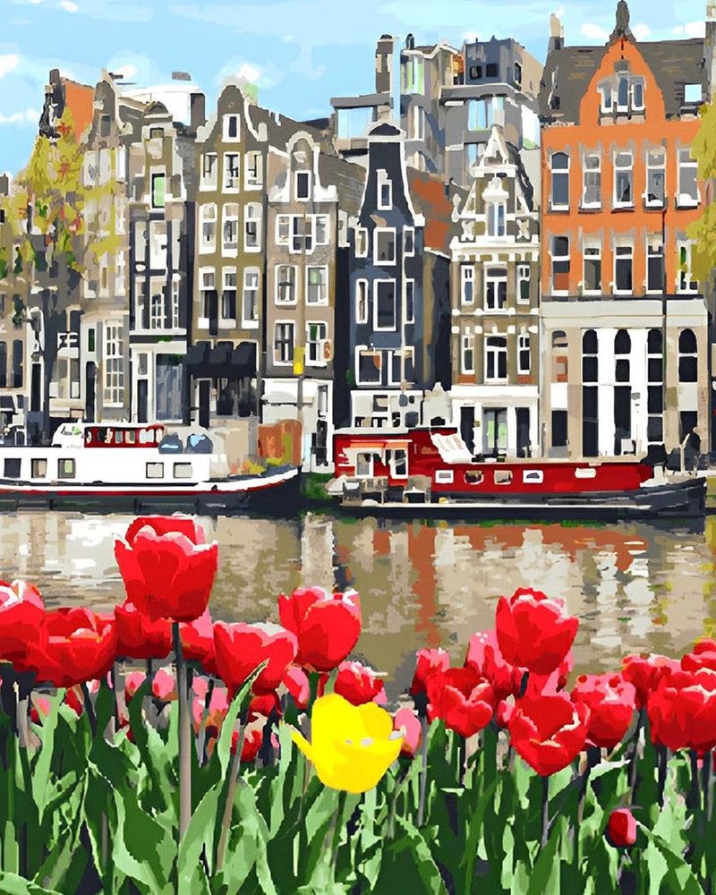 Tulipes à Amsterdam Broderie Diamant