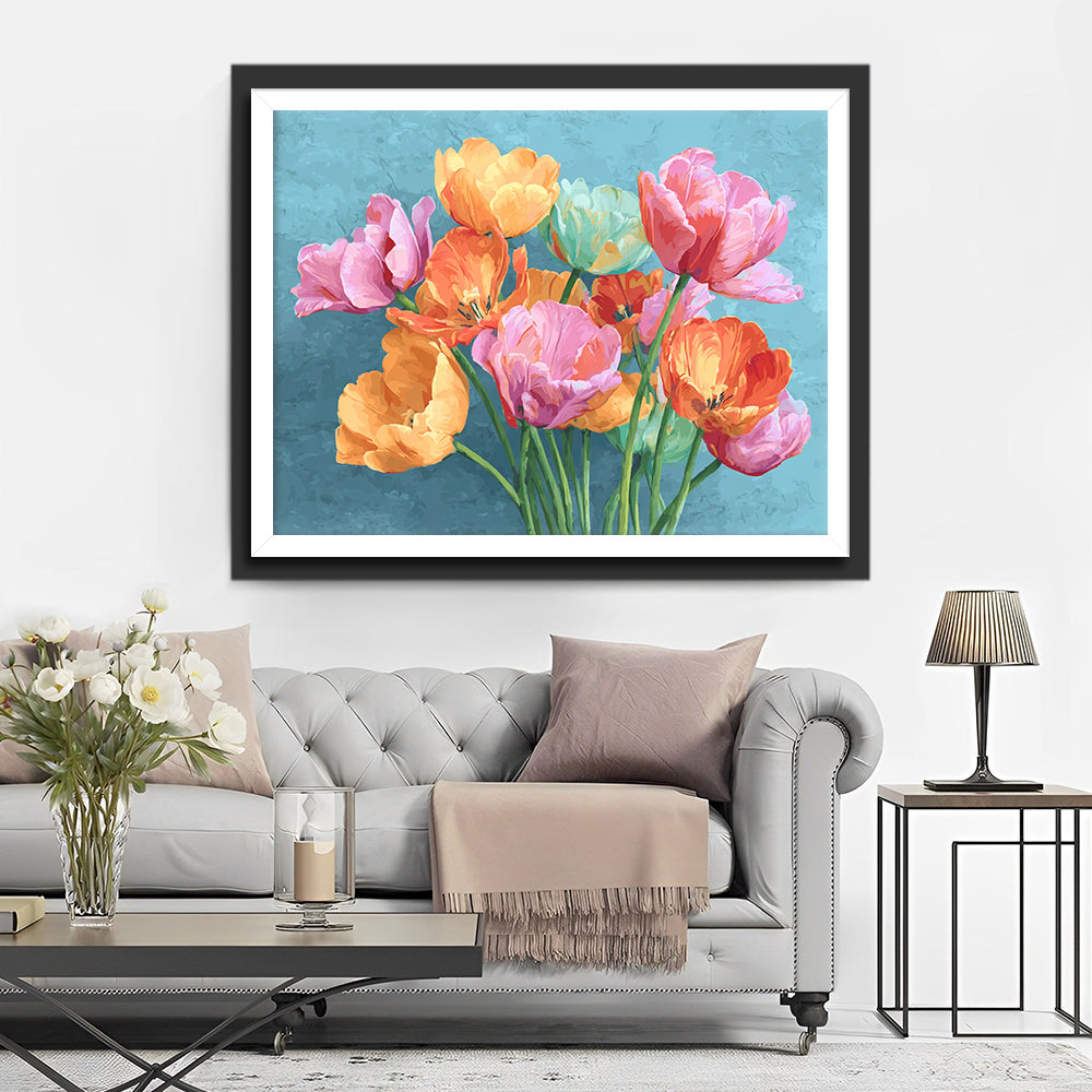 Tulipes aux Couleurs Vives Broderie Diamant