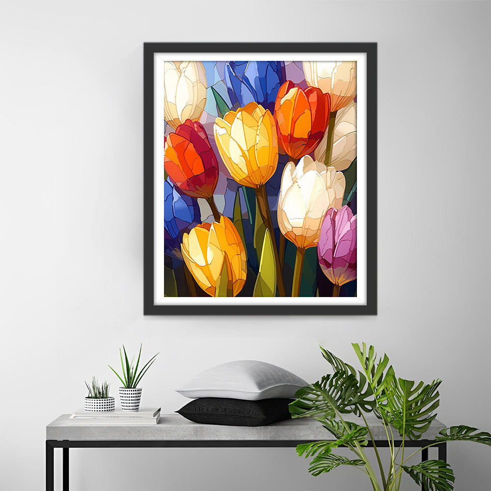 Tulipes Colorées Broderie Diamant
