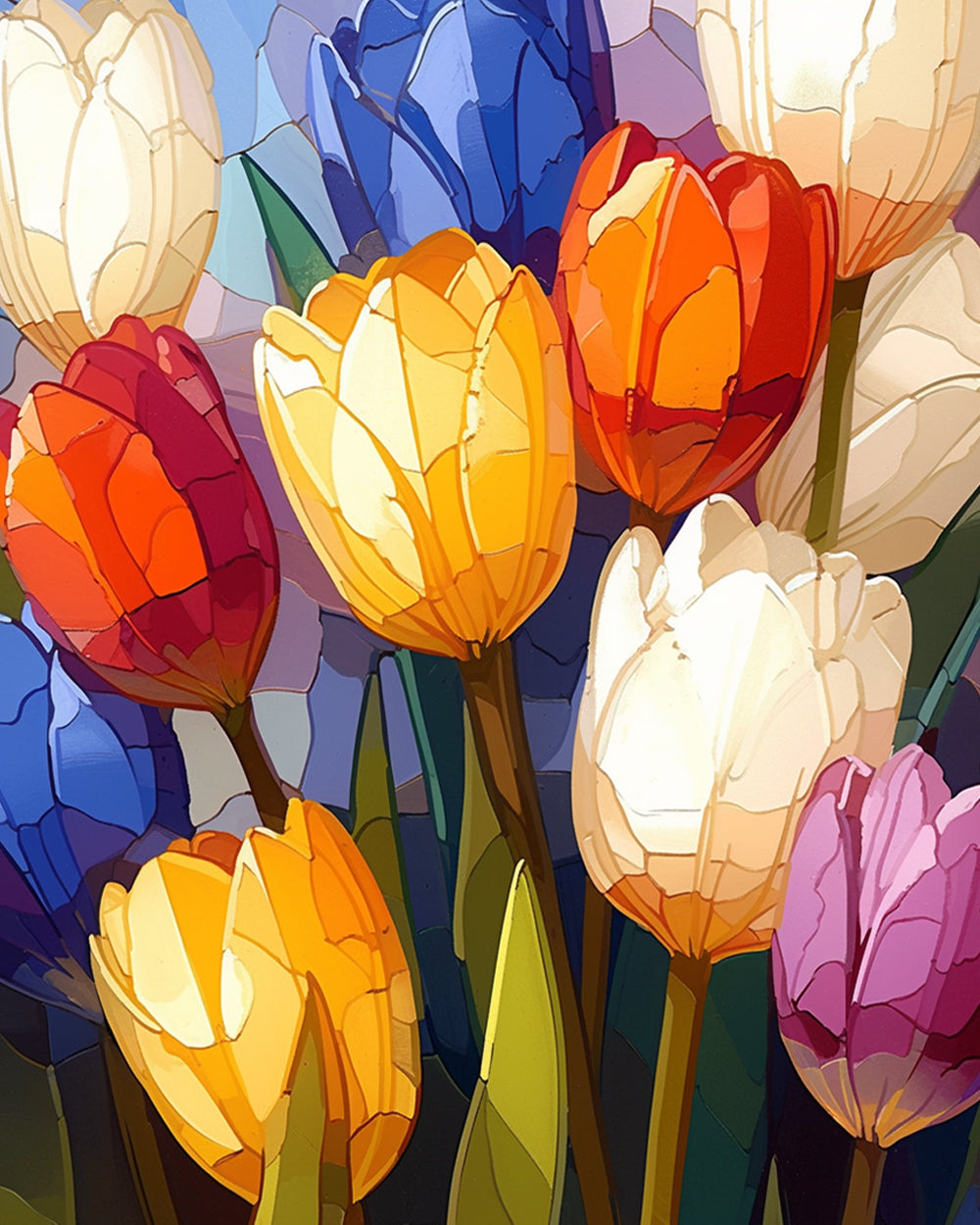 Tulipes Colorées Broderie Diamant