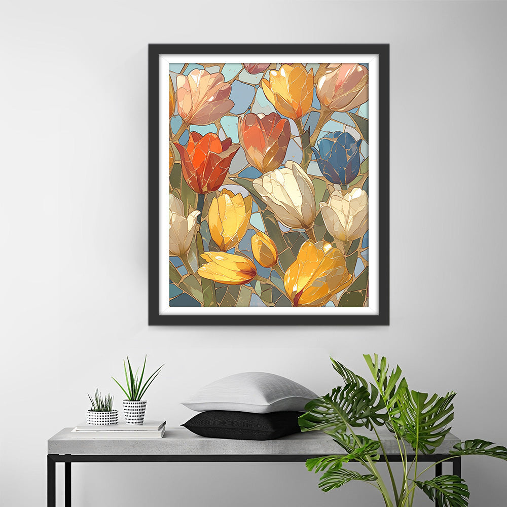 Tulipes de Couleurs Variees Broderie Diamant