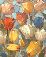 Tulipes de Couleurs Variees Broderie Diamant