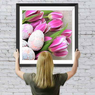 Tulipes et Œufs de Pâques de Fleurs Broderie Diamant