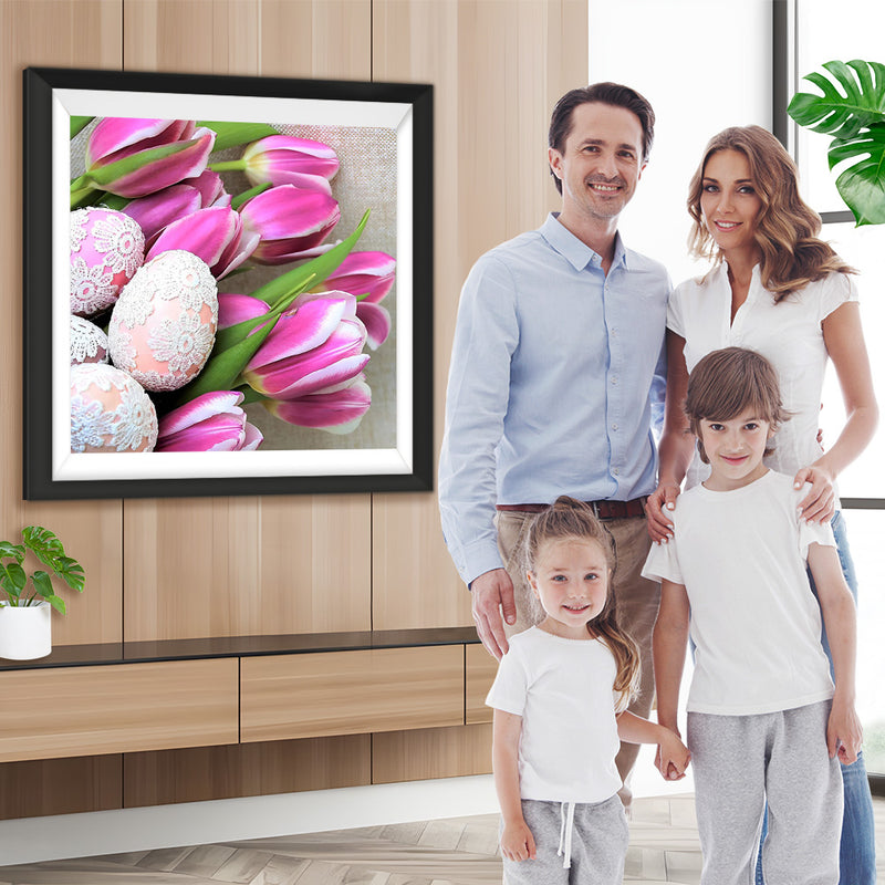 Tulipes et Œufs de Pâques de Fleurs Broderie Diamant