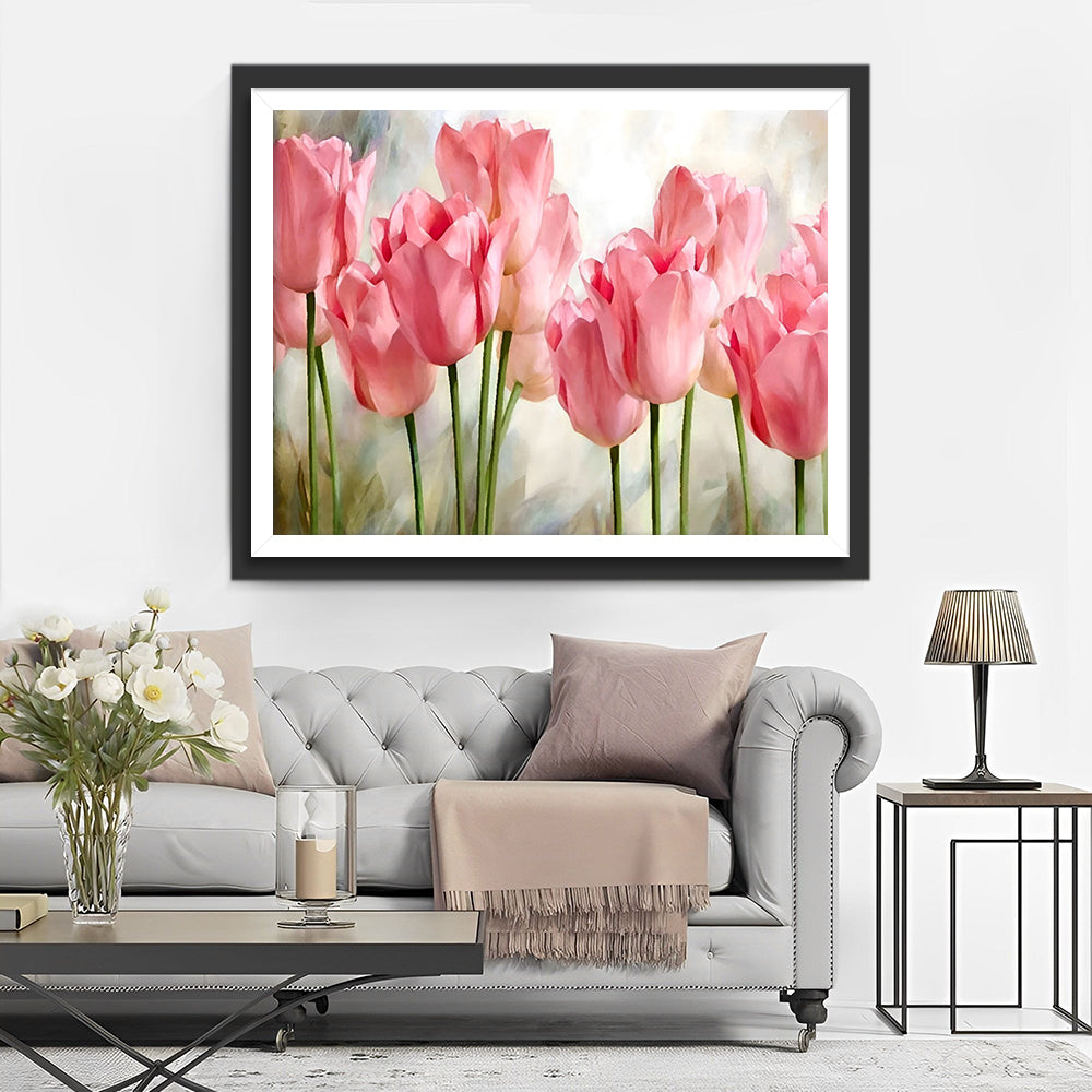 Tulipes Roses Broderie Diamant