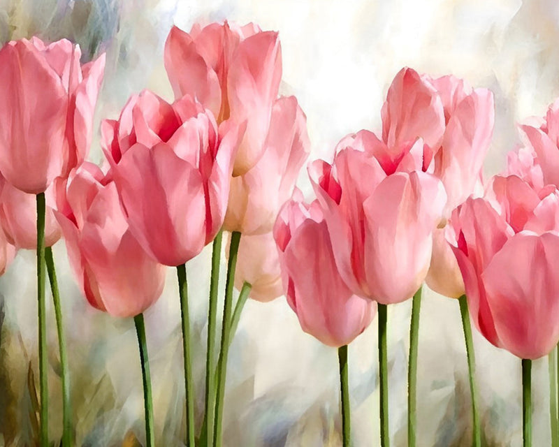 Tulipes Roses Broderie Diamant
