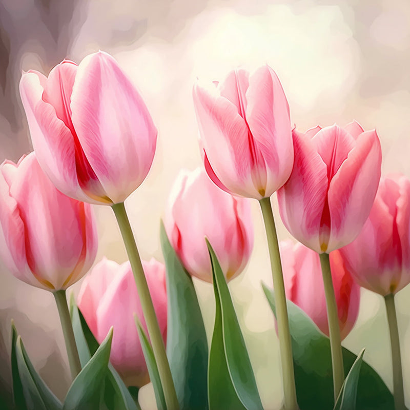 Tulipes Roses Broderie Diamant