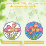 Tulipes Roses et Oranges en Acrylique Pendentif Broderie Diamant