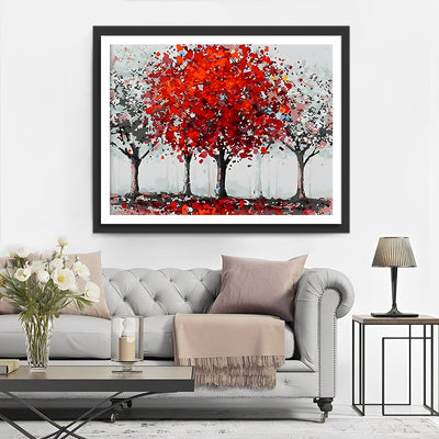 Un Arbre Rouge Broderie Diamant