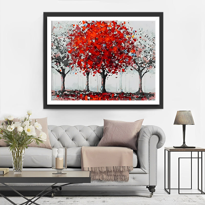 Un Arbre Rouge Broderie Diamant