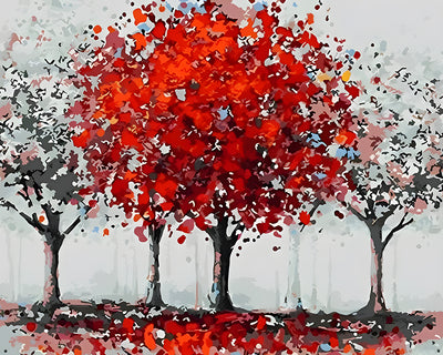Un Arbre Rouge Broderie Diamant