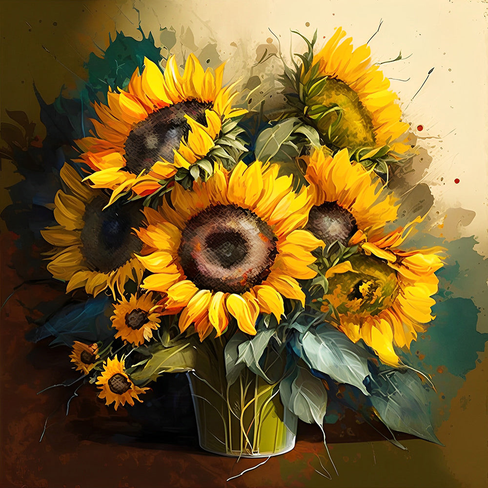 Un Bouquet de Tournesols eclatants Broderie Diamant