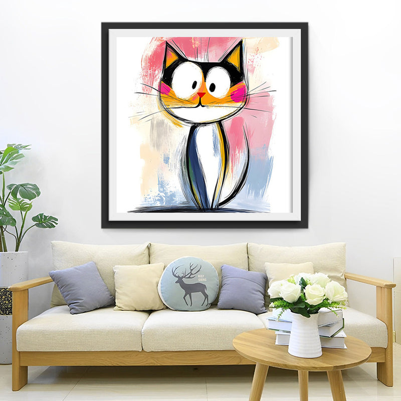 Un Chat Surpris Broderie Diamant