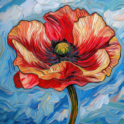 Un Coquelicot Rouge Broderie Diamant