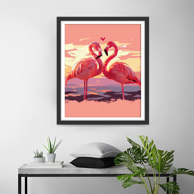 Un Couple de Flamants Rouges Broderie Diamant