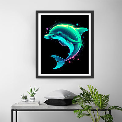Un Dauphin Heureux et Lumineux Broderie Diamant