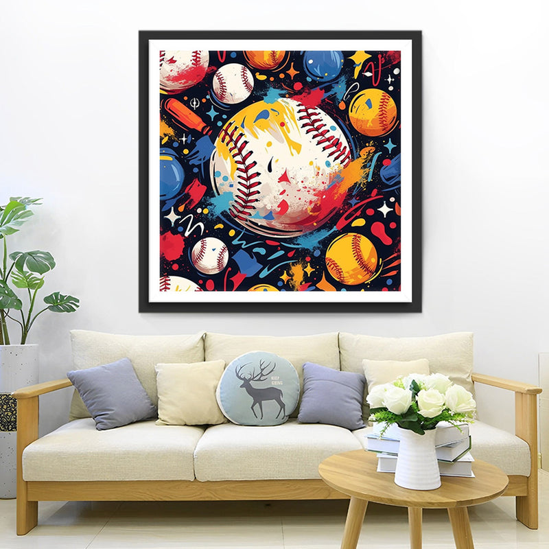 Un Tas de Balles de Baseball Broderie Diamant