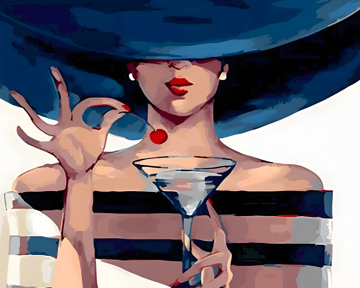 Une Femme Tenant un Cocktail Broderie Diamant