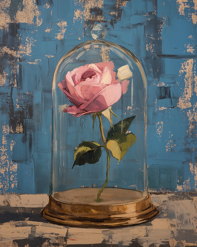 Une Rose Rose dans le Verre Broderie Diamant