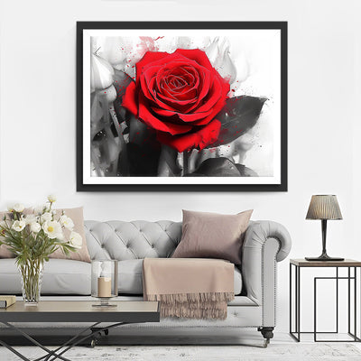 Une Rose Rouge Broderie Diamant