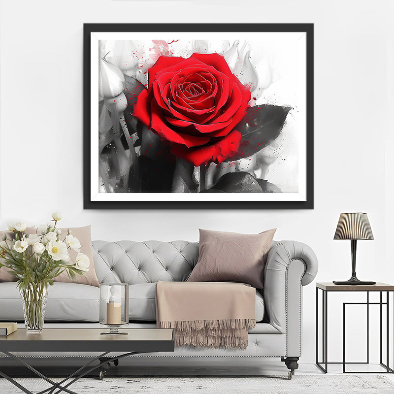 Une Rose Rouge Broderie Diamant