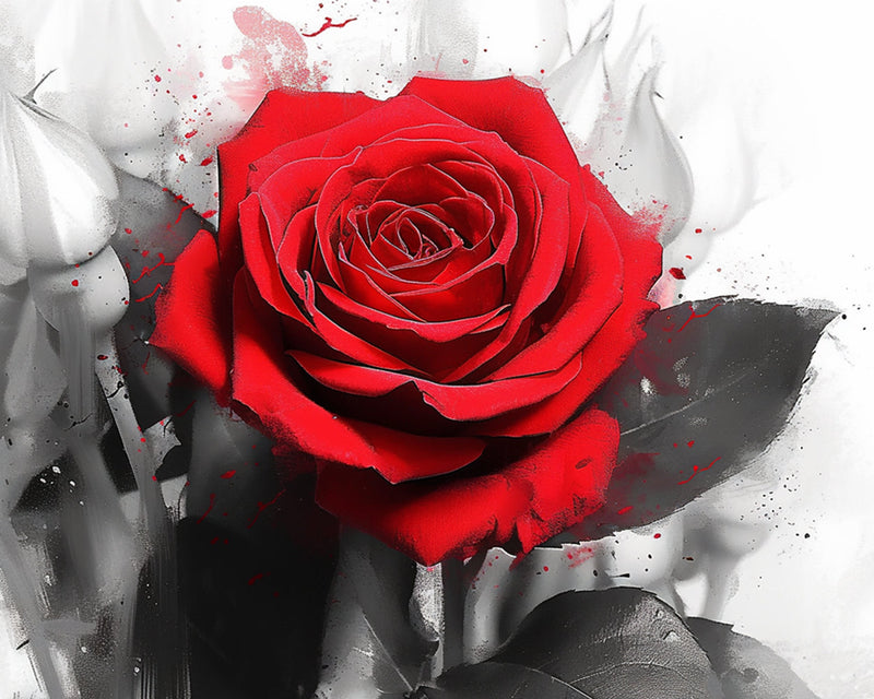 Une Rose Rouge Broderie Diamant