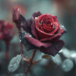 Une Rose Rouge Foncé aux Gouttes de Rosée Broderie Diamant