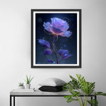 Une Rose Violette Lumineuse et Rêveuse Broderie Diamant