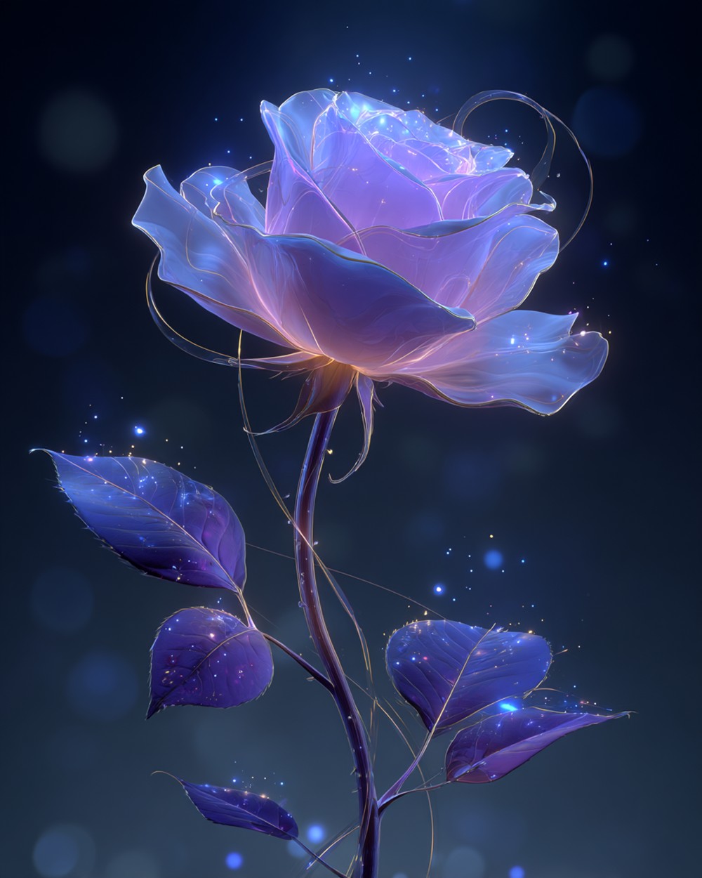 Une Rose Violette Lumineuse et Rêveuse Broderie Diamant