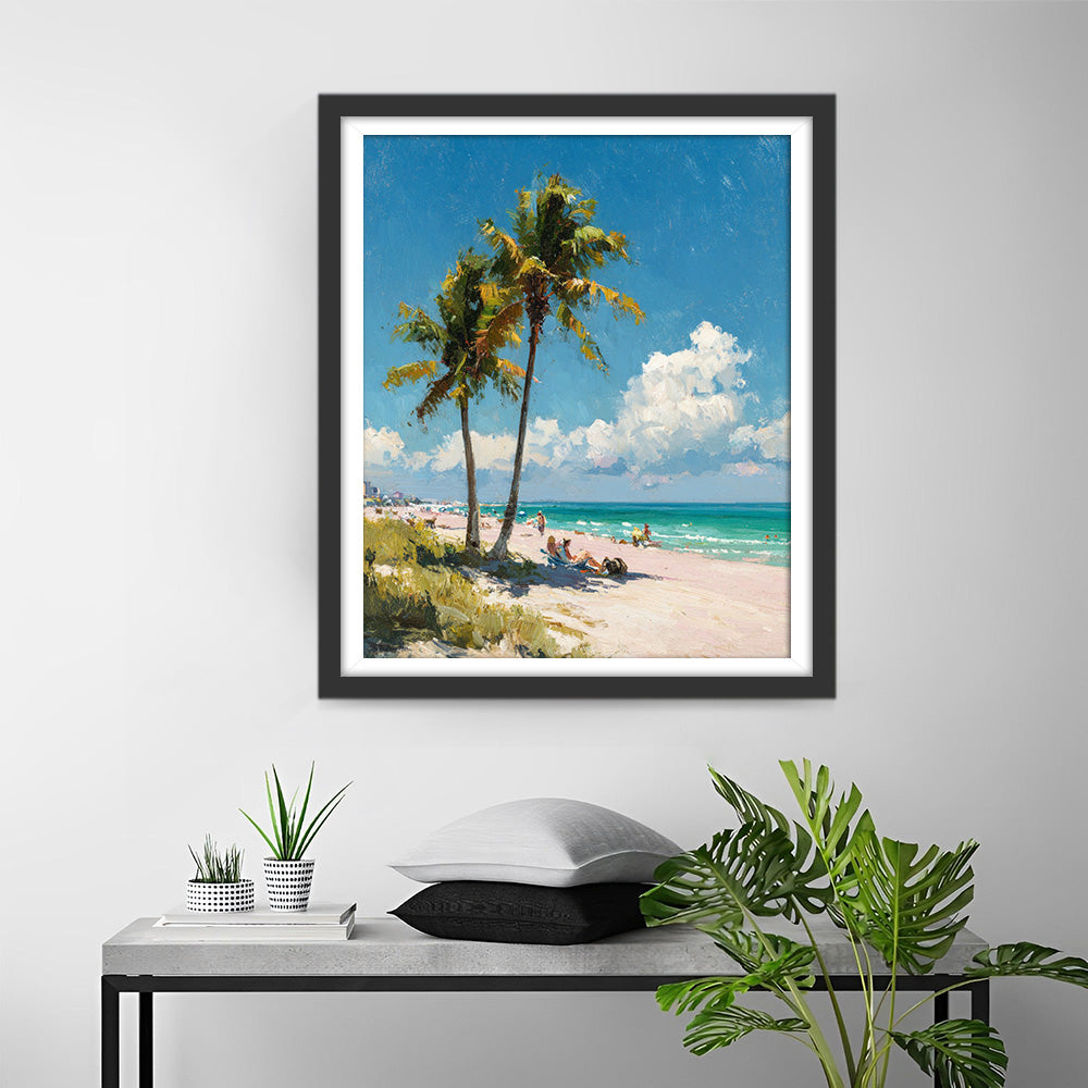 Vacanciers au Bord de Mer Broderie Diamant