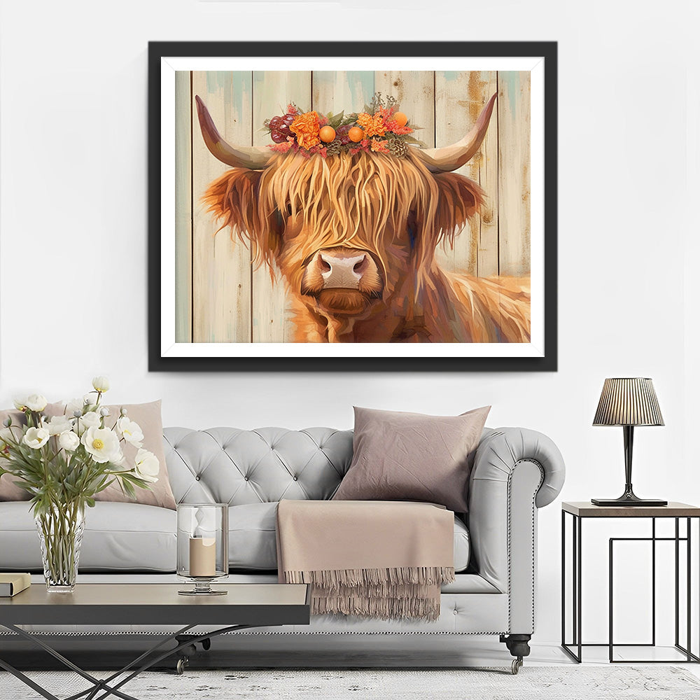 Vache Brune des Highlands Broderie Diamant