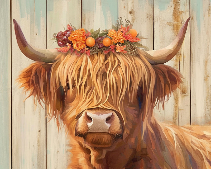 Vache Brune des Highlands Broderie Diamant