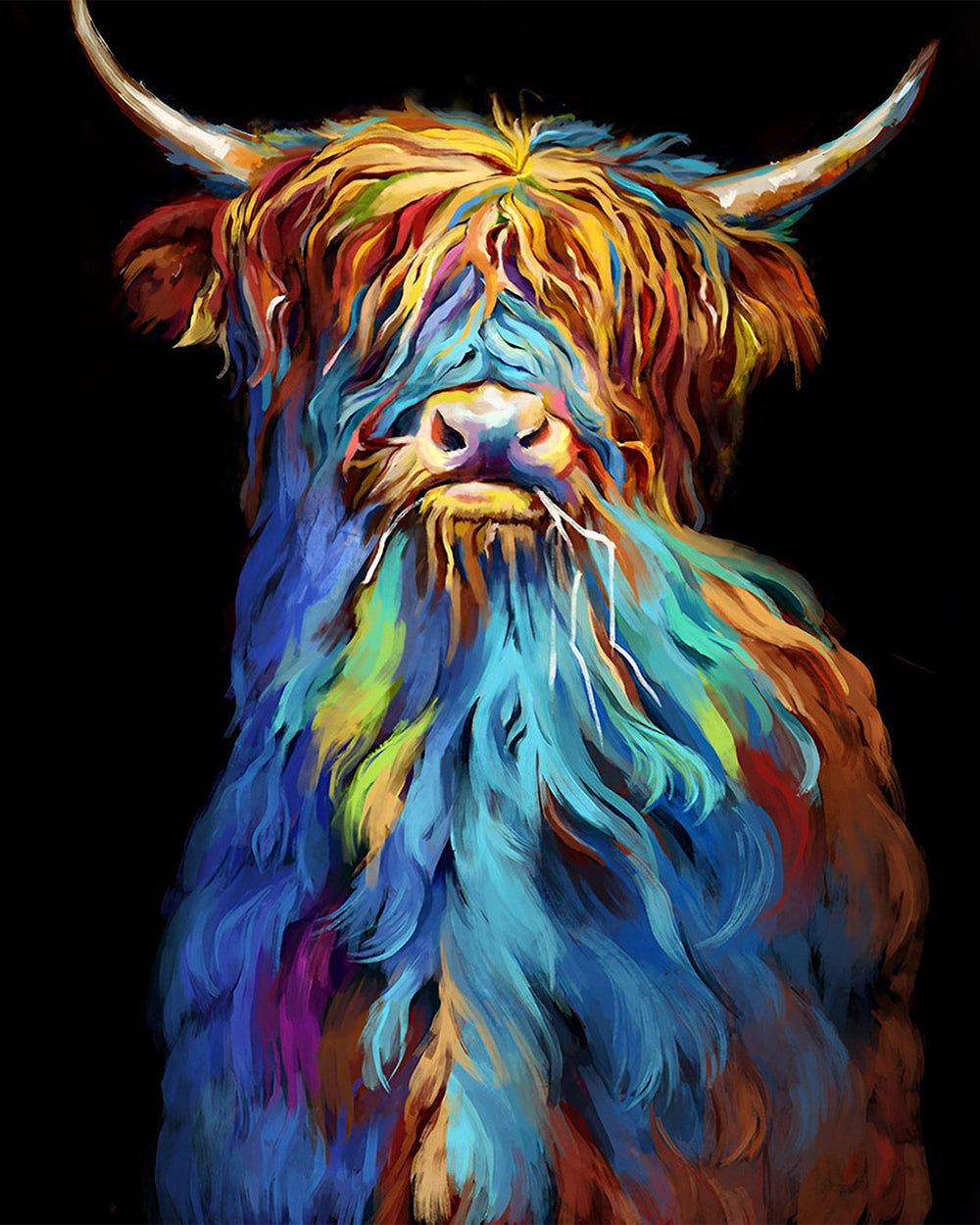 Vache des Highlands dans l’Obscurite Broderie Diamant