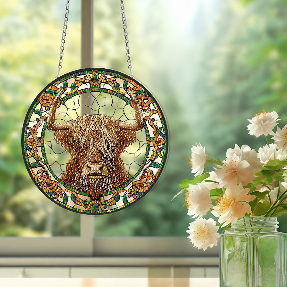 Vache des Highlands en Acrylique Pendentif Broderie Diamant