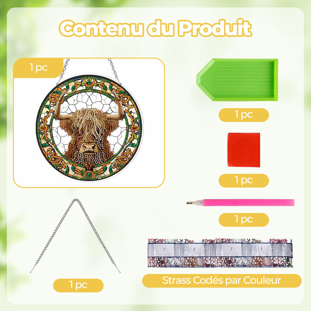 Vache des Highlands en Acrylique Pendentif Broderie Diamant