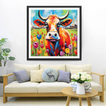 Vache et Tulipes Broderie Diamant