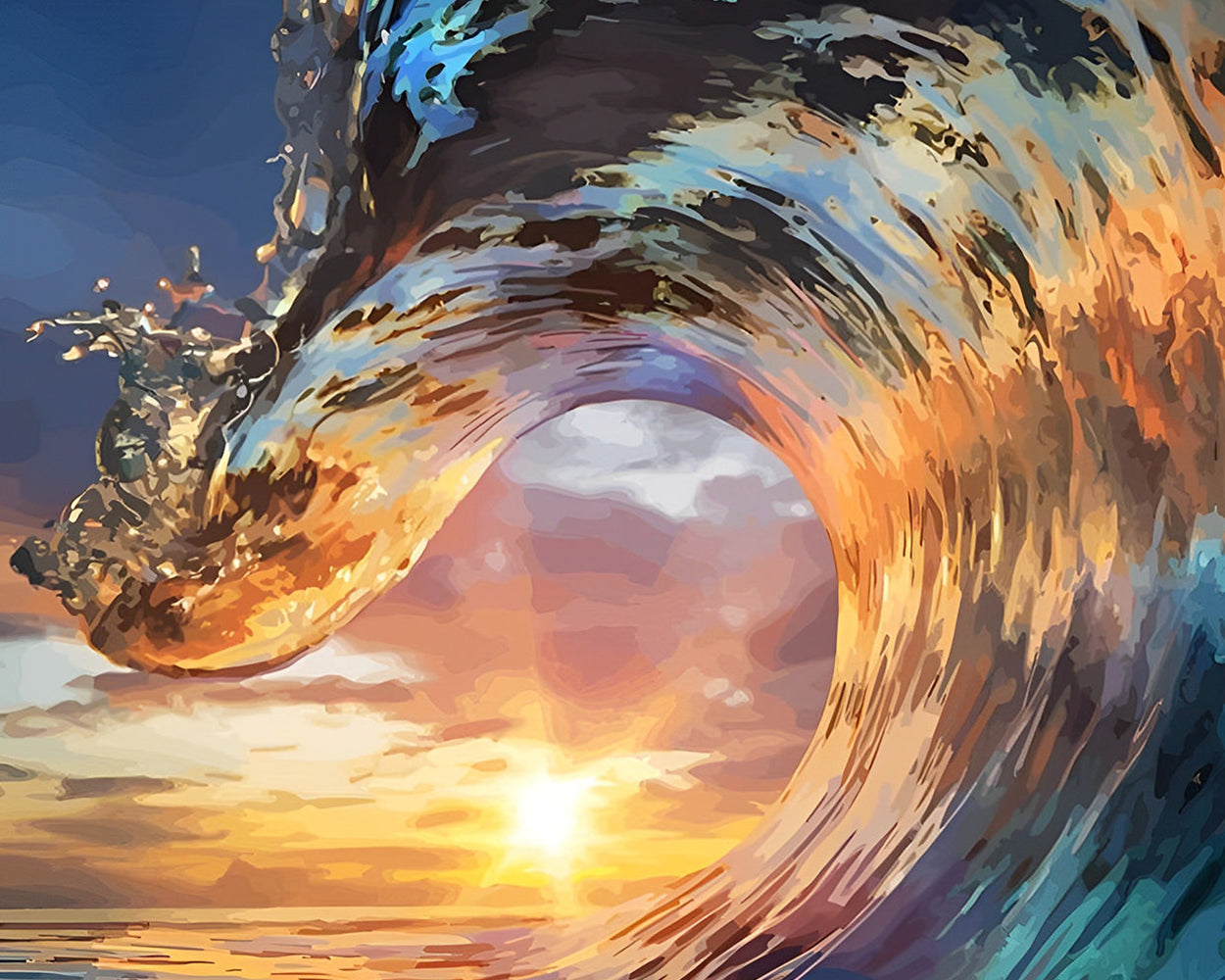 Vague et Soleil Broderie Diamant