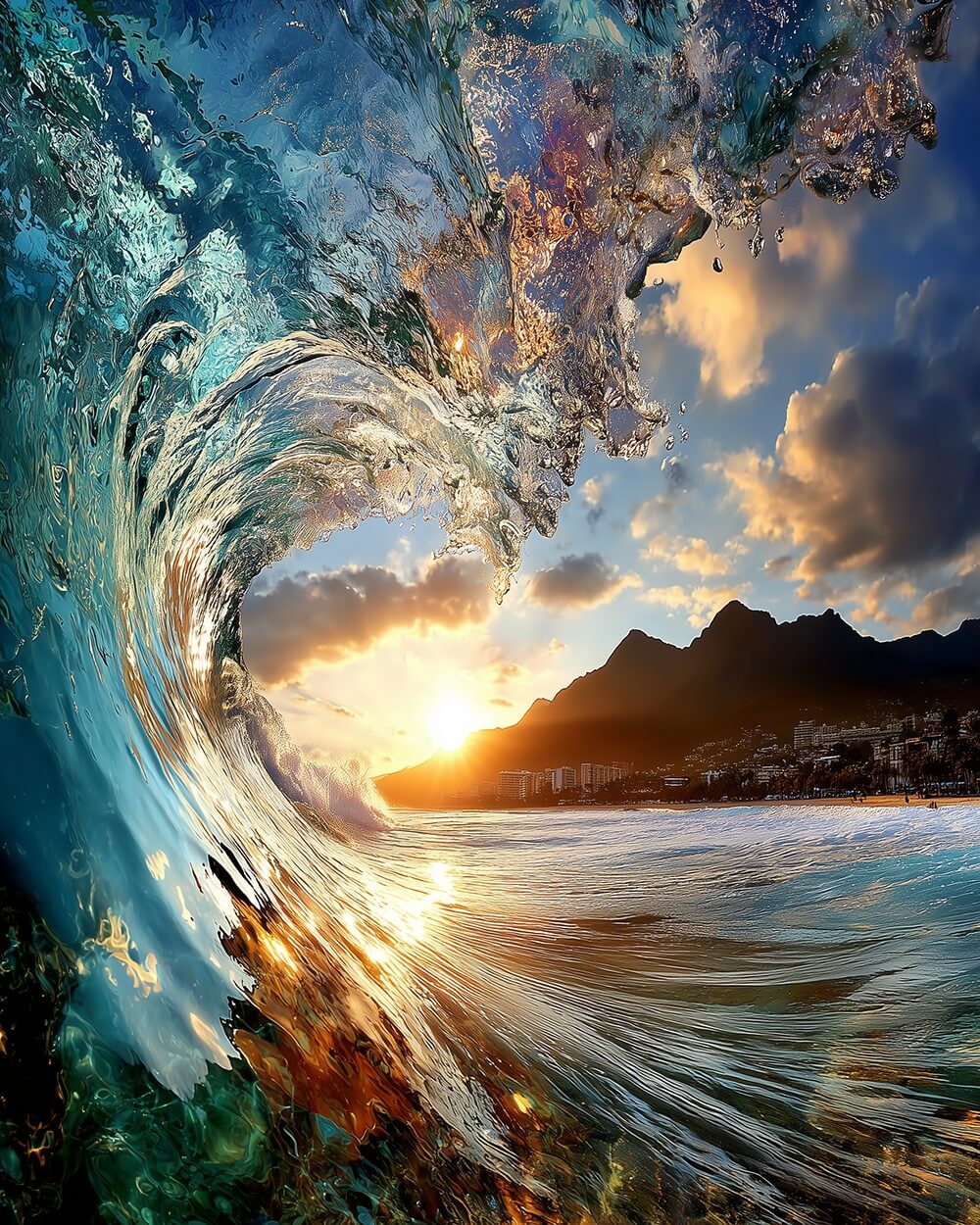 Vague Verte Déferlante Broderie Diamant