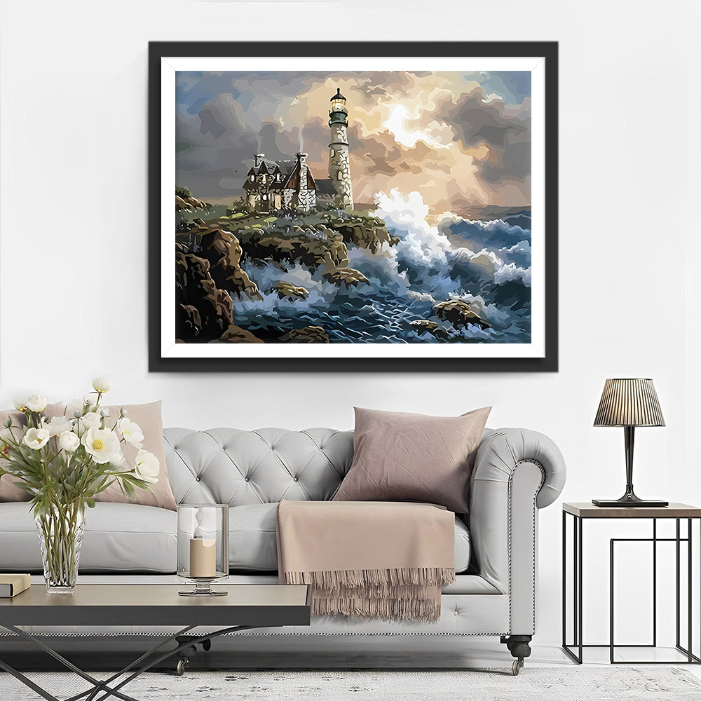 Vagues et Phare Broderie Diamant