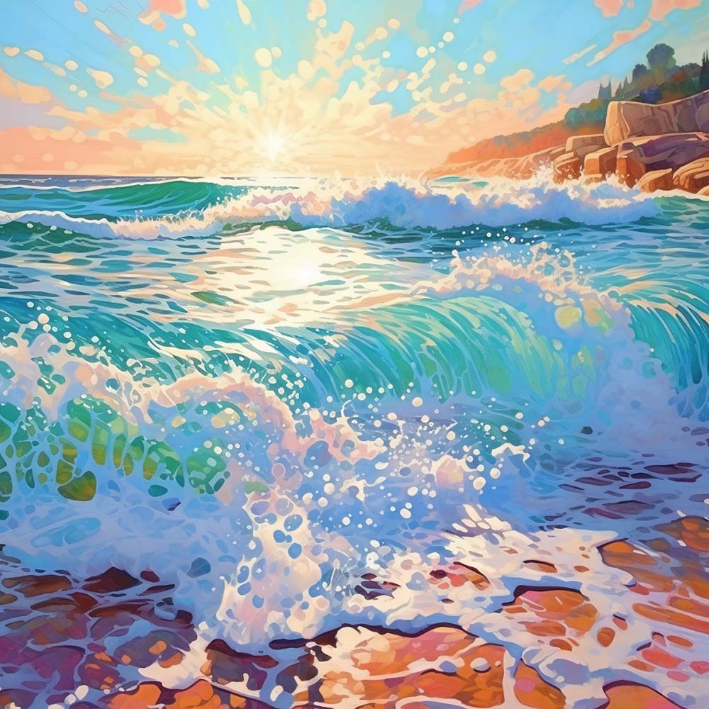 Vagues Vertes Dechaînees Broderie Diamant