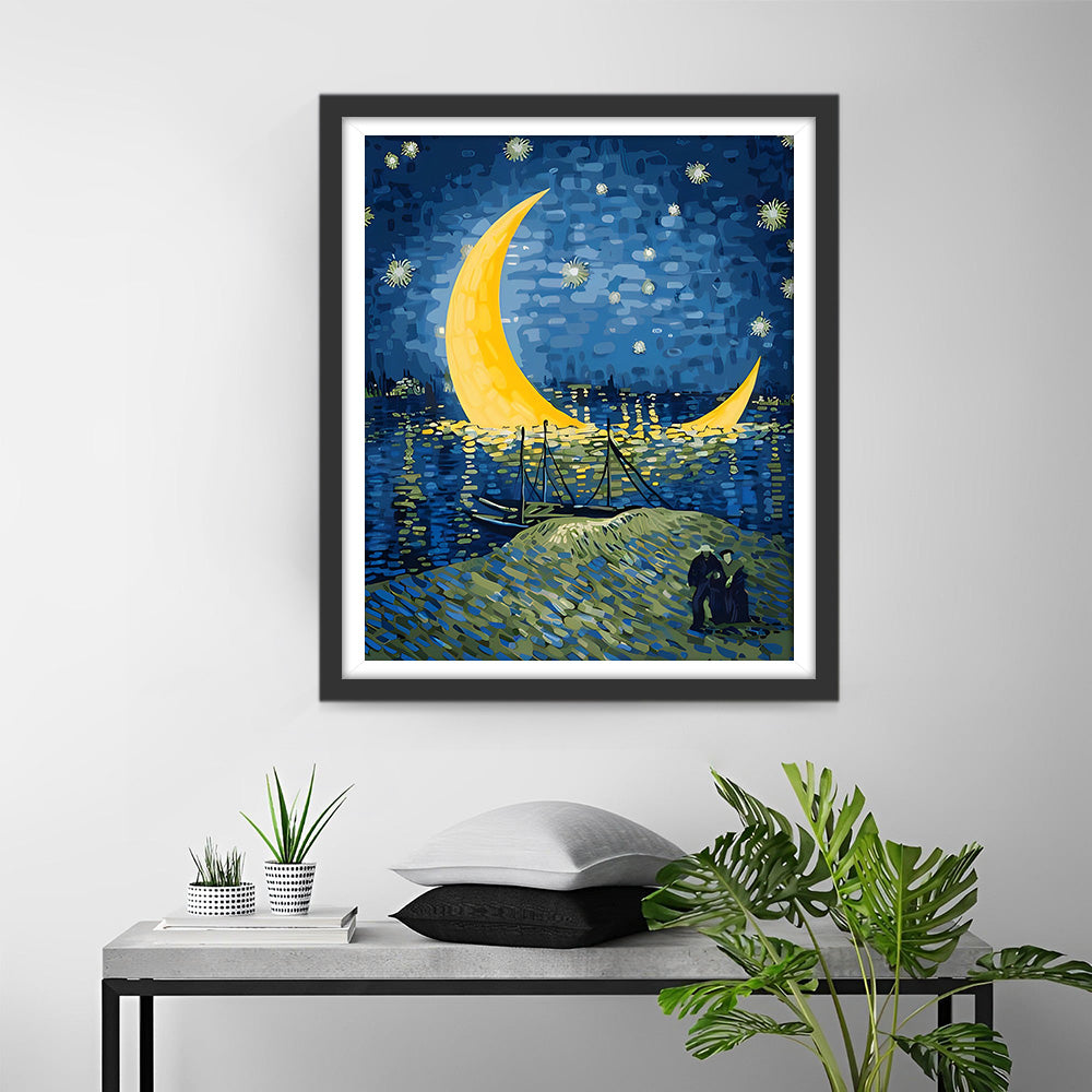 Van Gogh Nuit Étoilee et Lune Broderie Diamant