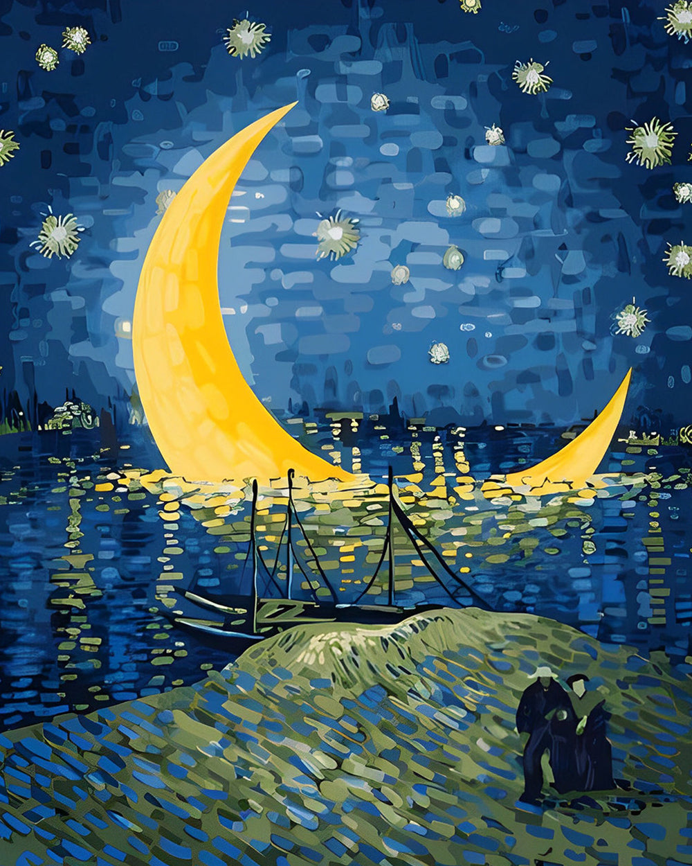 Van Gogh Nuit Étoilee et Lune Broderie Diamant