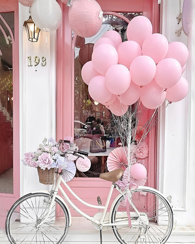 Vélo Rose et Ballons Broderie Diamant