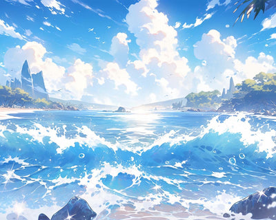 Vent et Vagues en Mer Broderie Diamant