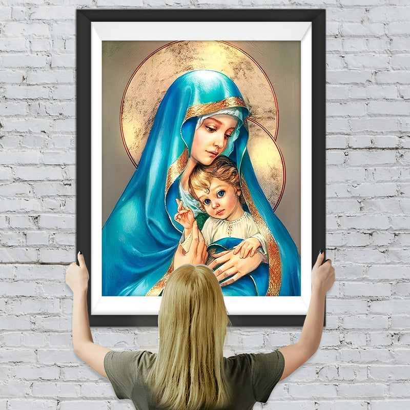 Vierge Marie et Jésus Broderie Diamant