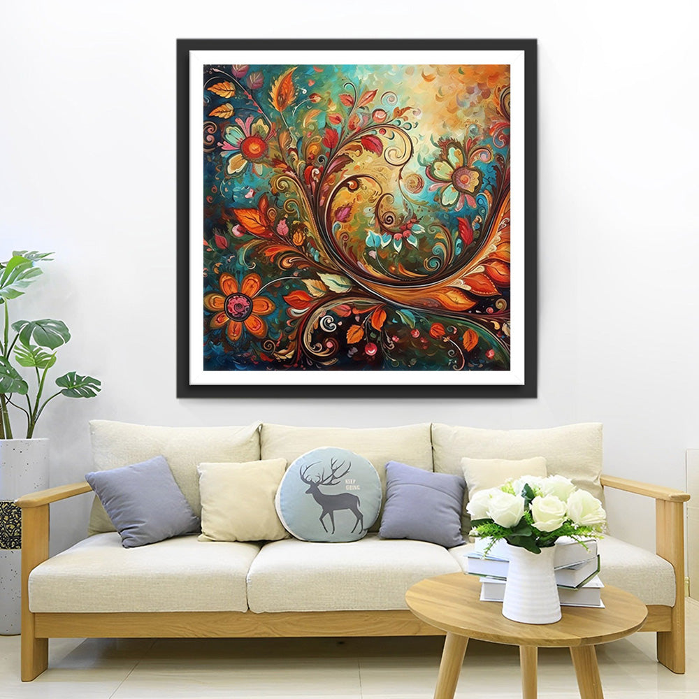 Vigne Abstraite en Rotation Broderie Diamant