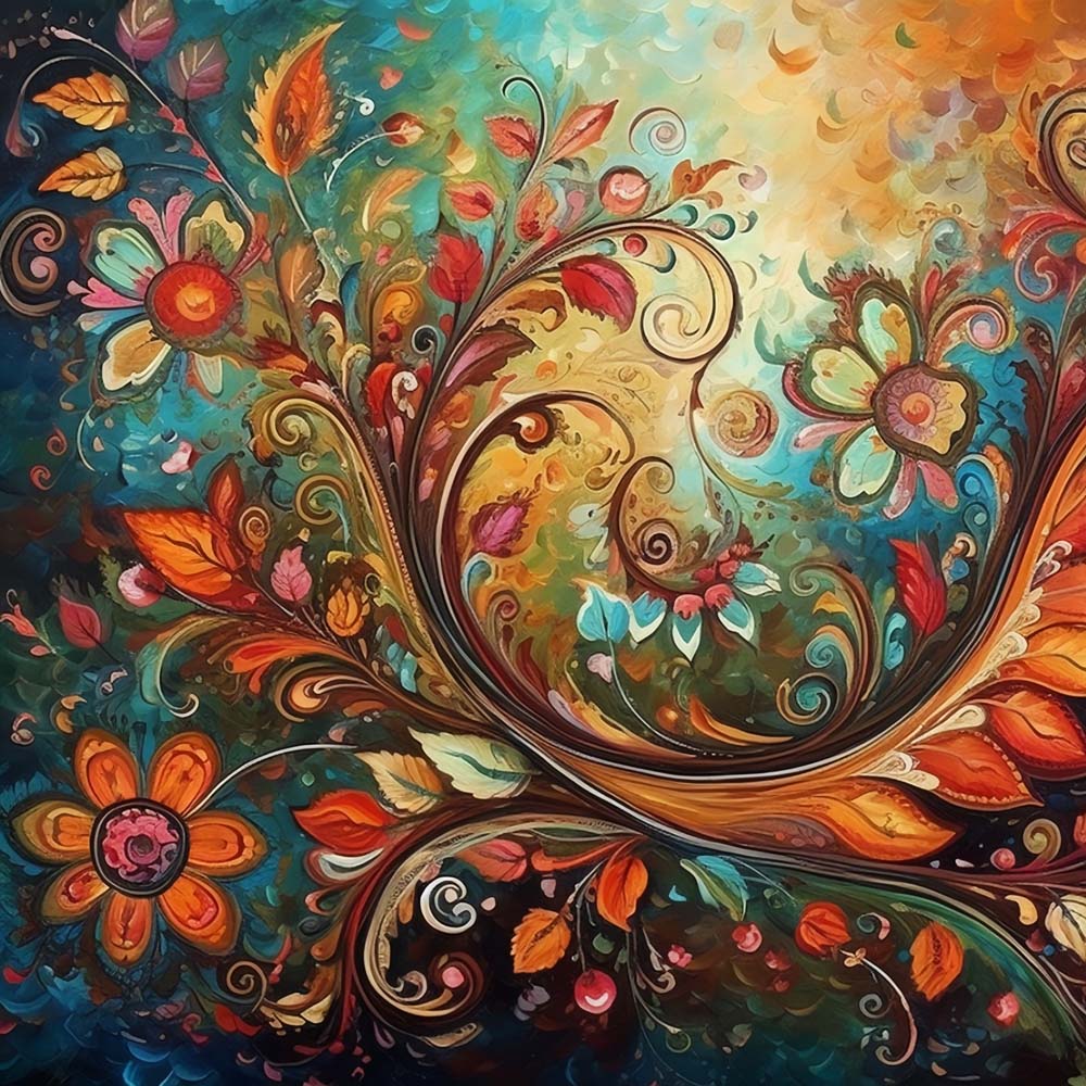 Vigne Abstraite en Rotation Broderie Diamant