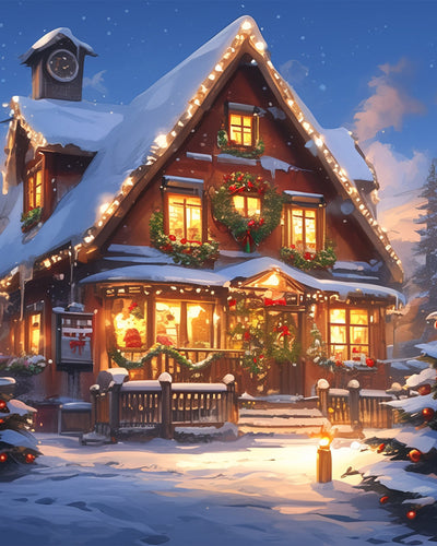 Villa avec Ambiance de Noël Broderie Diamant