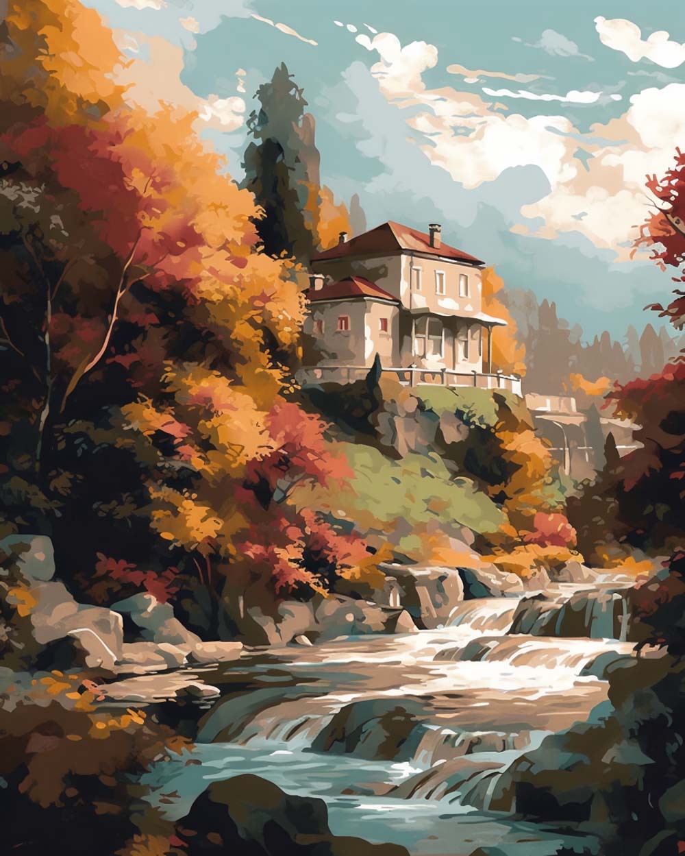 Villa près de la Cascade Broderie Diamant