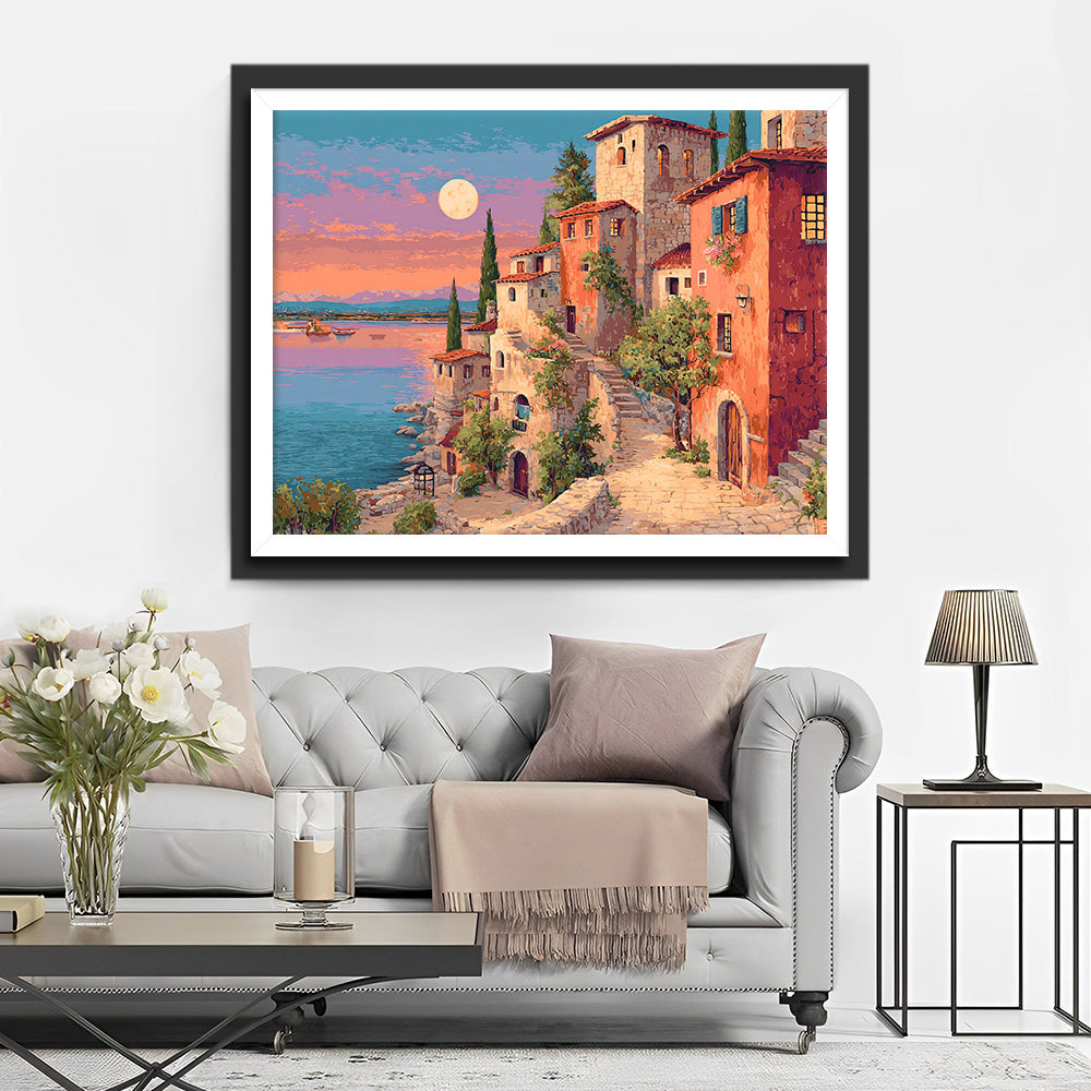 Villages Côtiers Tranquilles de la Méditerranée Broderie Diamant